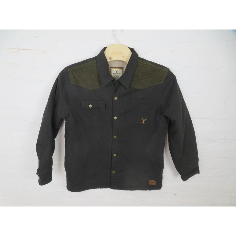 Yellowstone Jacket Mens Large Black Canvas Quilted Sherpa Lined Corduroy Western